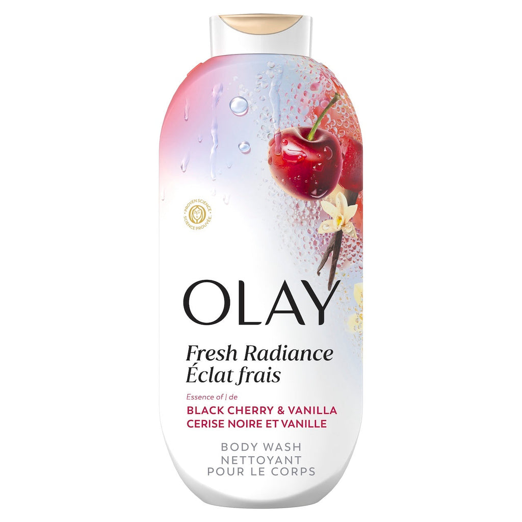 Olay Fresh Radiance Body Wash with Essence of Black Cherry and Vanilla, Vitamin B3 and Antioxidant Blend 22oz
