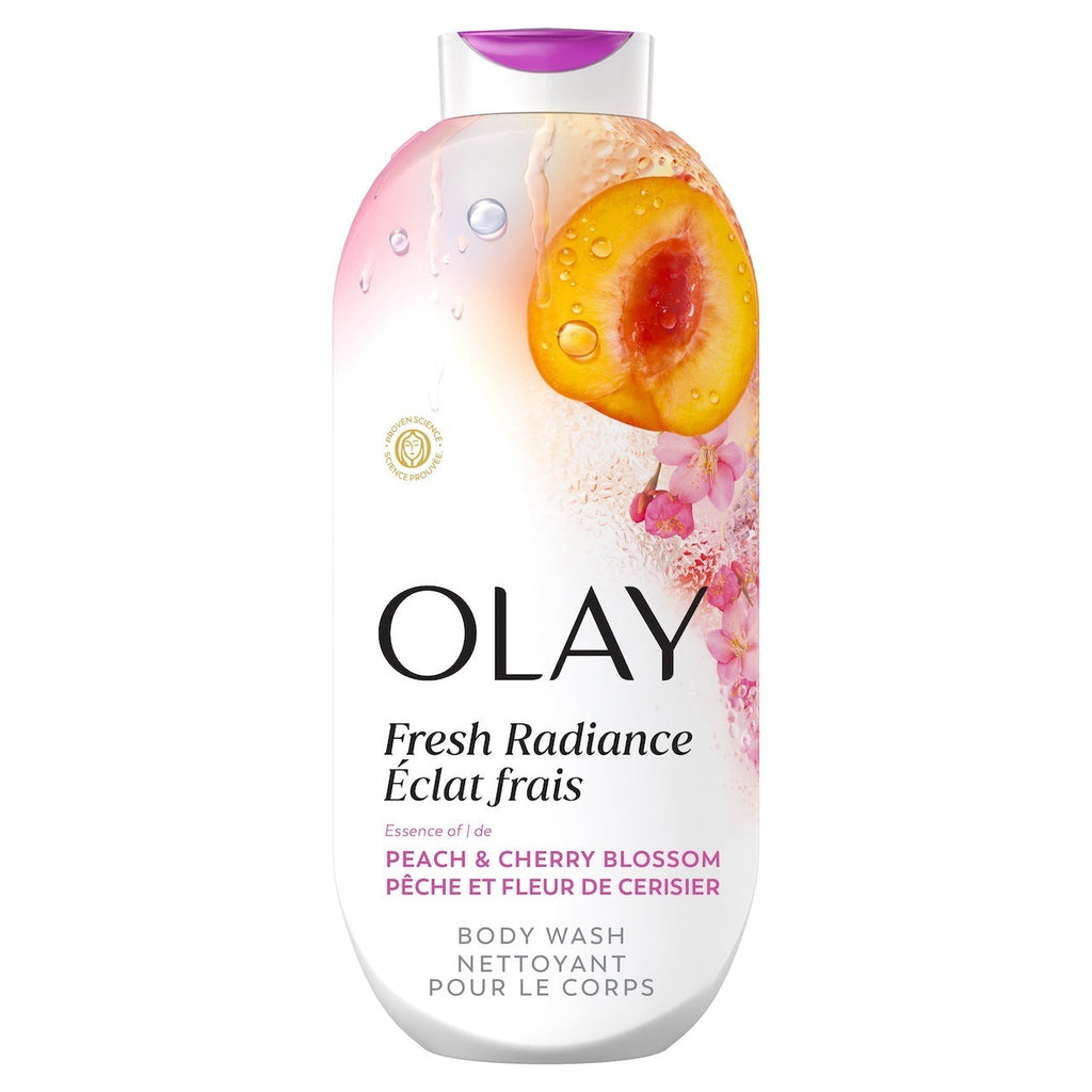 Olay Fresh Radiance Body Wash with Essence of Peach and Cherry Blossom, Vitamin B3 and Antioxidant Blend 22oz