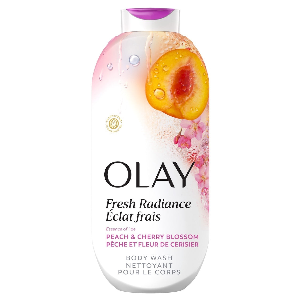 Olay Fresh Radiance Body Wash with Essence of Peach and Cherry Blossom, Vitamin B3 and Antioxidant Blend 22oz