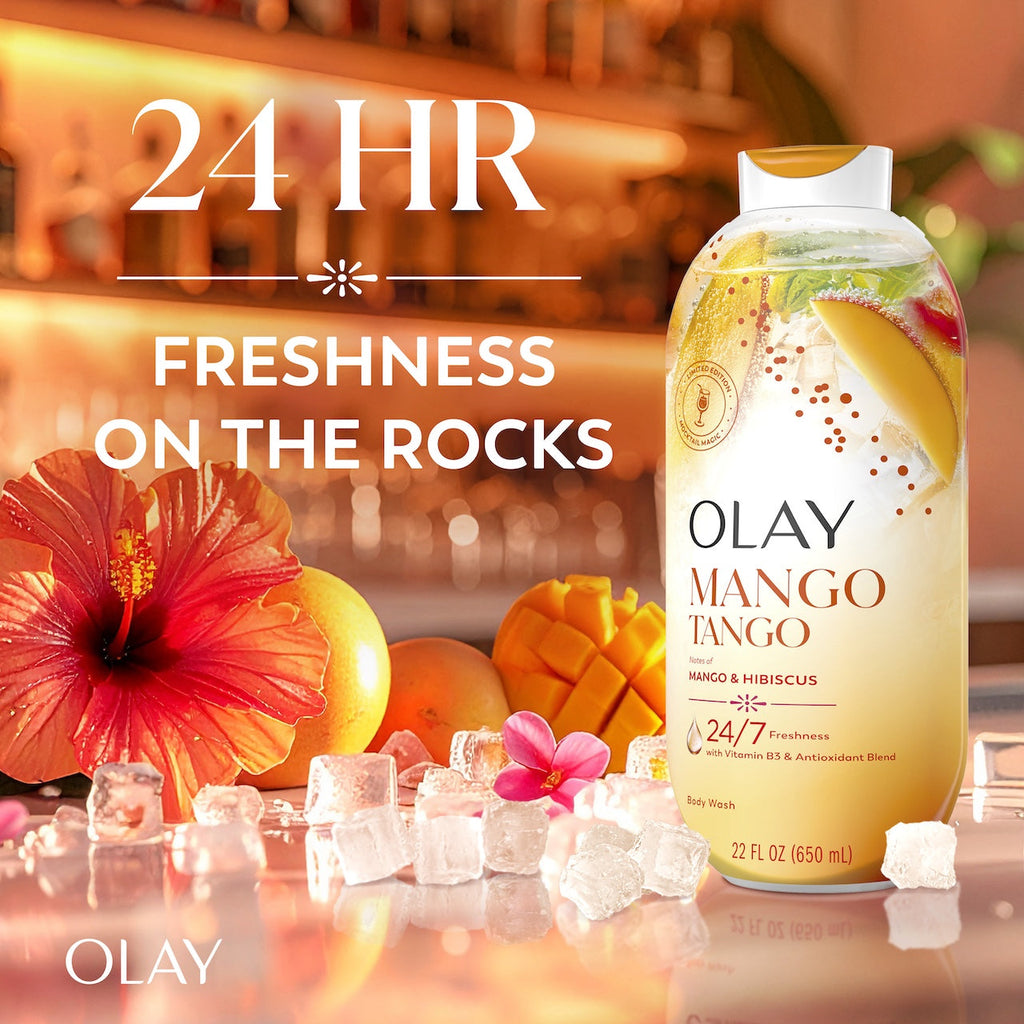 Olay Mango Tango Body Wash with Notes of Mango and Hibiscus, Vitamin B3 and Antioxidant Blend
