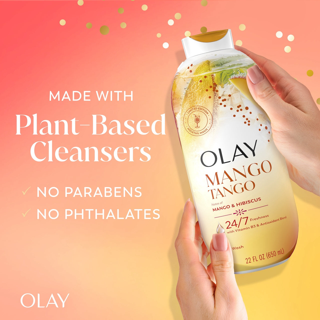 Olay Mango Tango Body Wash with Notes of Mango and Hibiscus, Vitamin B3 and Antioxidant Blend