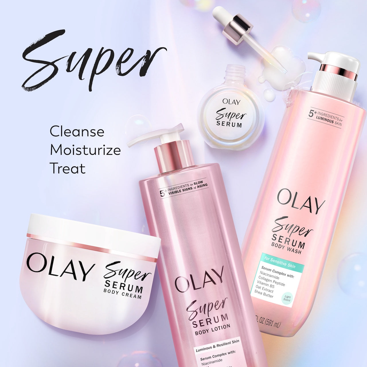 Olay Super Serum Body Wash for Sensitive Skin, 20oz, Serum Complex for Luminous Skin