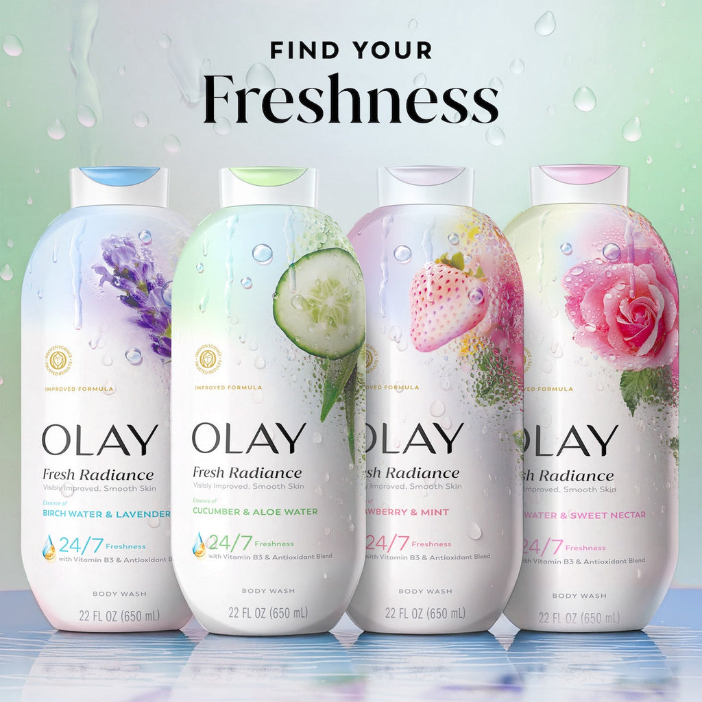 Olay Fresh Radiance Body Wash with Essence of Cucumber and Aloe Water, Vitamin B3 & Antioxidant Blend
