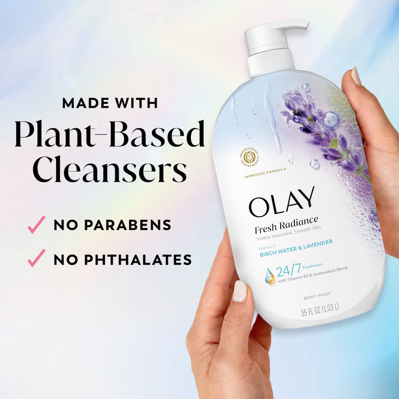 Olay Fresh Radiance Body Wash with Essence of Birch Water and Lavender, Vitamin B3 and Antioxidant Blend 35oz
