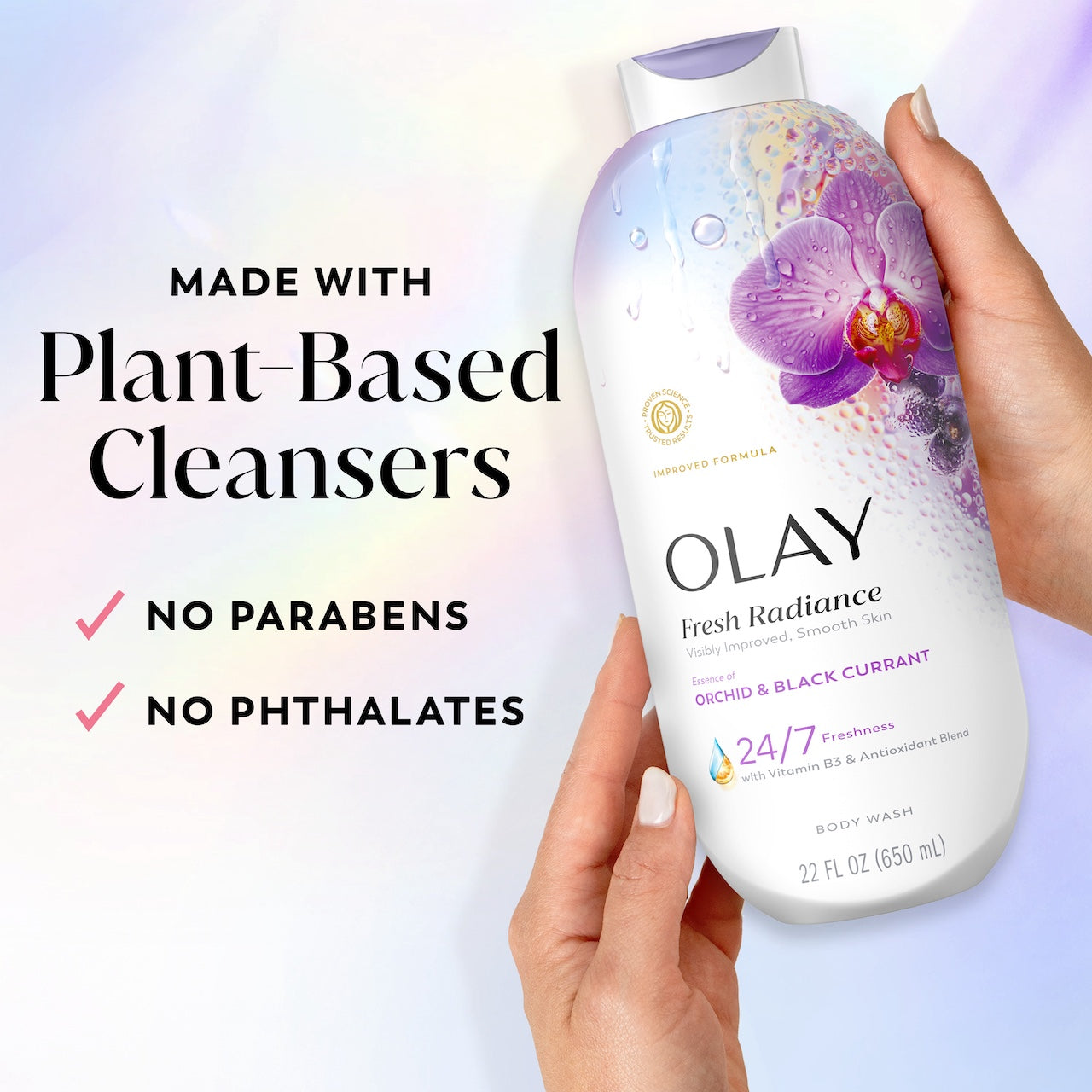 Olay Fresh Radiance Body Wash with Essence of Orchid and Black Currant, Vitamin B3 and Antioxidant Blend 22oz