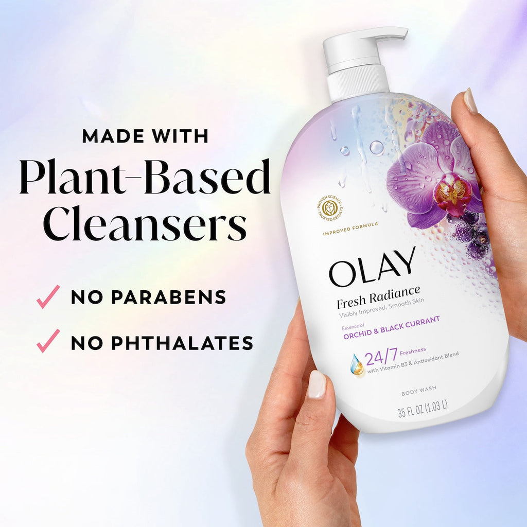 Olay Fresh Radiance Body Wash with Essence of Orchid and Black Currant, Vitamin B3 and Antioxidant Blend 35oz