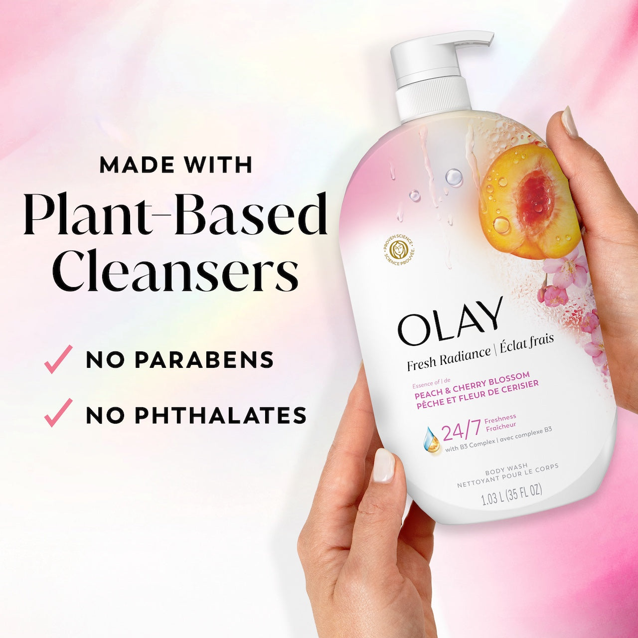 Olay Fresh Radiance Body Wash with Essence of Peach and Cherry Blossom, Vitamin B3 and Antioxidant Blend 35oz