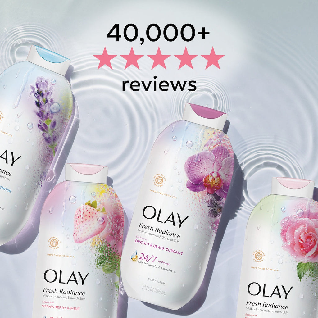 Olay Fresh Radiance Body Wash with Essence of Black Cherry and Vanilla, Vitamin B3 and Antioxidant Blend 35oz