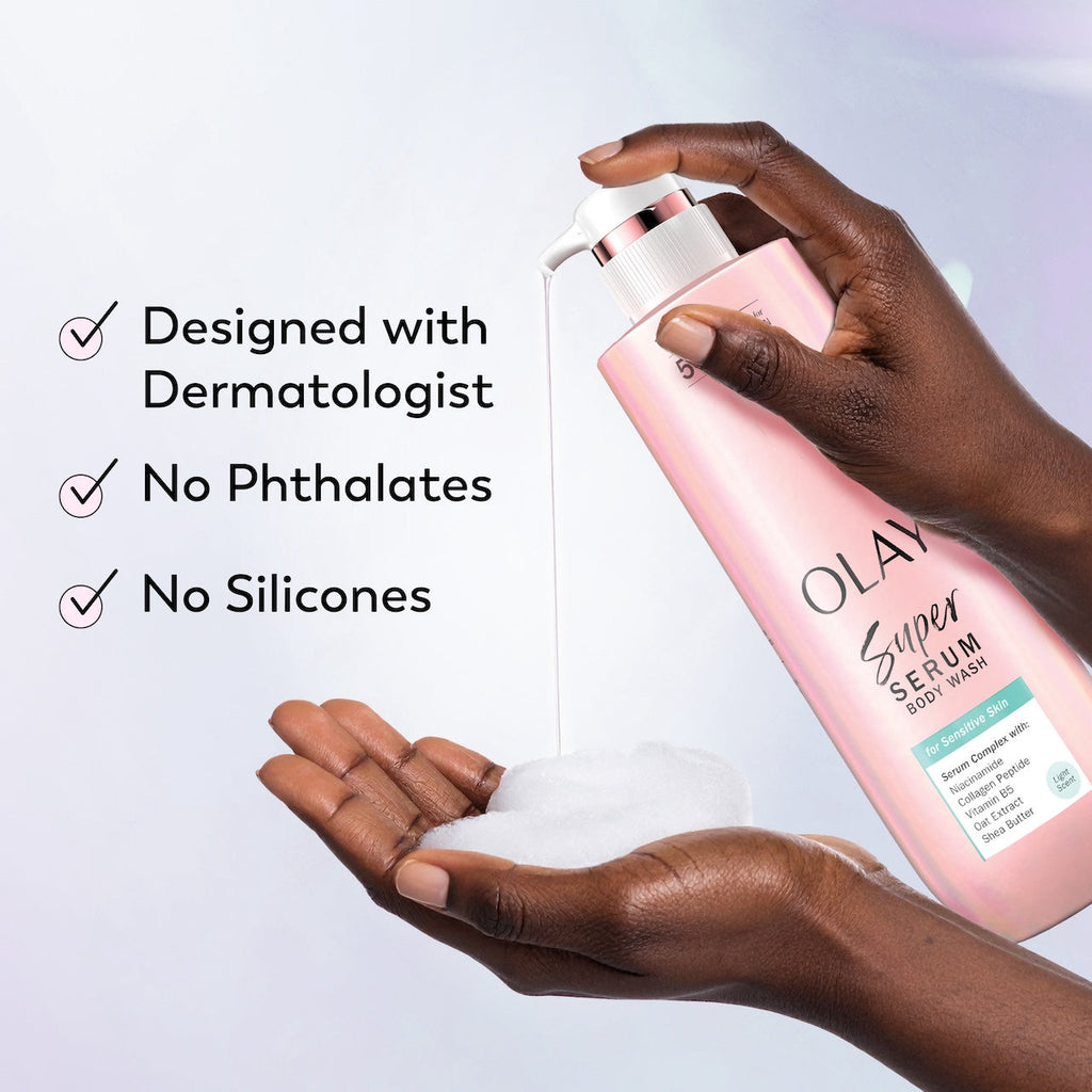 Olay Super Serum Body Wash for Sensitive Skin, 20oz, Serum Complex for Luminous Skin