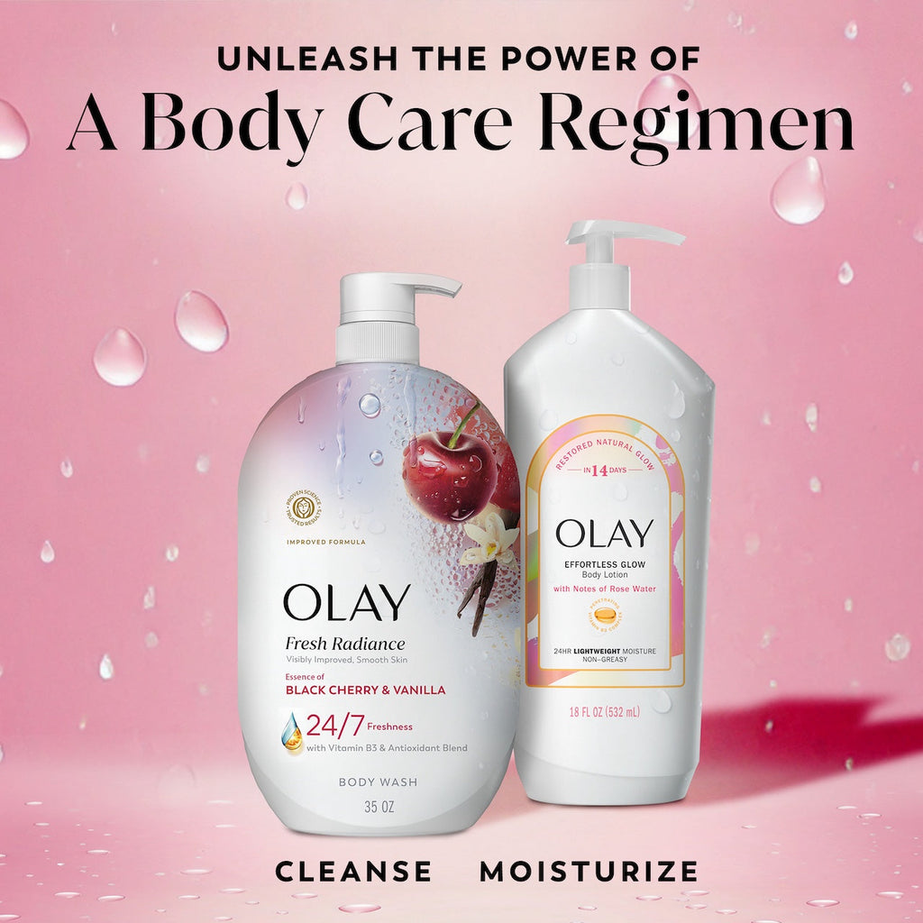 Olay Fresh Radiance Body Wash with Essence of Black Cherry and Vanilla, Vitamin B3 and Antioxidant Blend 35oz